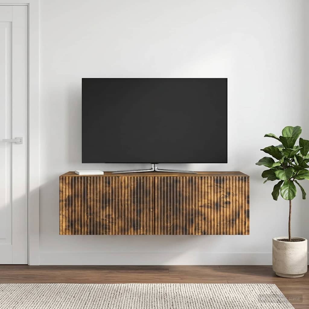 vidaXL Szafka RTV montowana na ścianie 98 x 41 x 30 cm Dąb wędzony