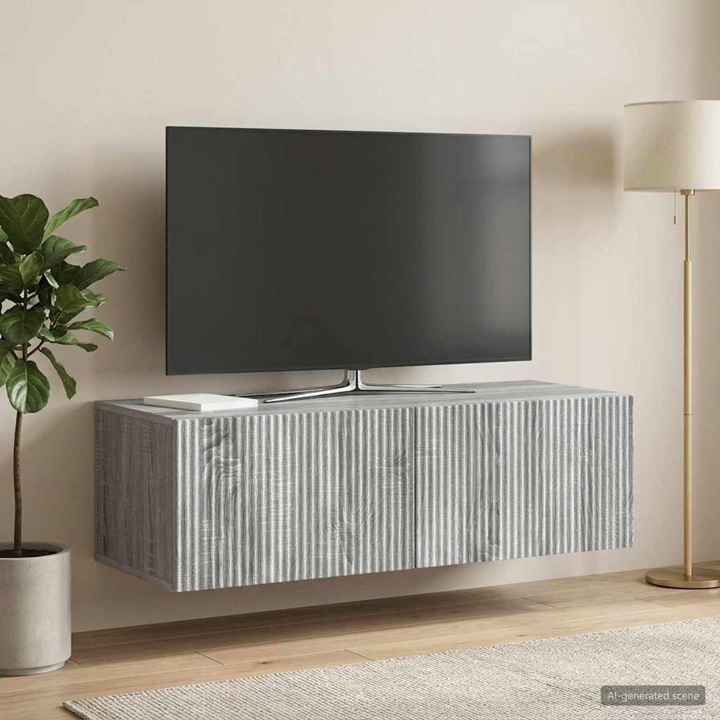 vidaXL Szafka RTV montowana na ścianie 98 x 41 x 30 cm Szary Sonoma