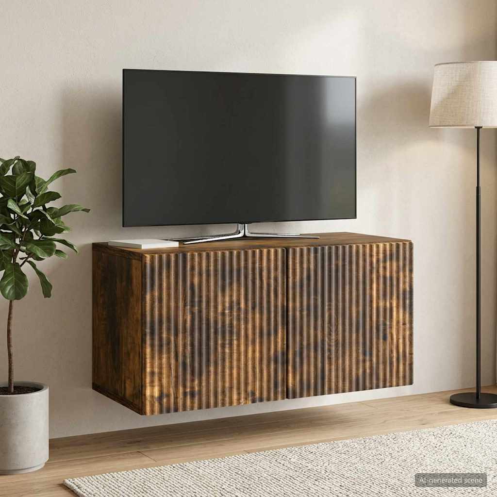 vidaXL Szafka RTV montowana na ścianie 59,5 x 31 x 30 cm Dąb wędzony