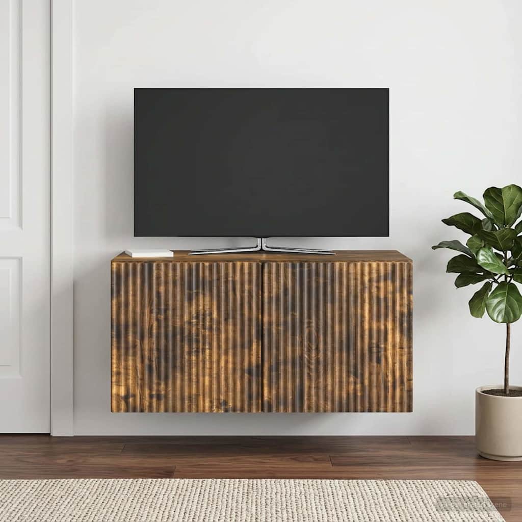 vidaXL Szafka RTV montowana na ścianie 59,5 x 31 x 30 cm Dąb wędzony
