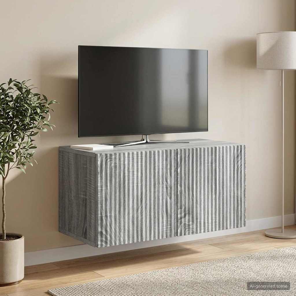 vidaXL Szafka RTV montowana na ścianie 59,5 x 31 x 30 cm Szary Sonoma