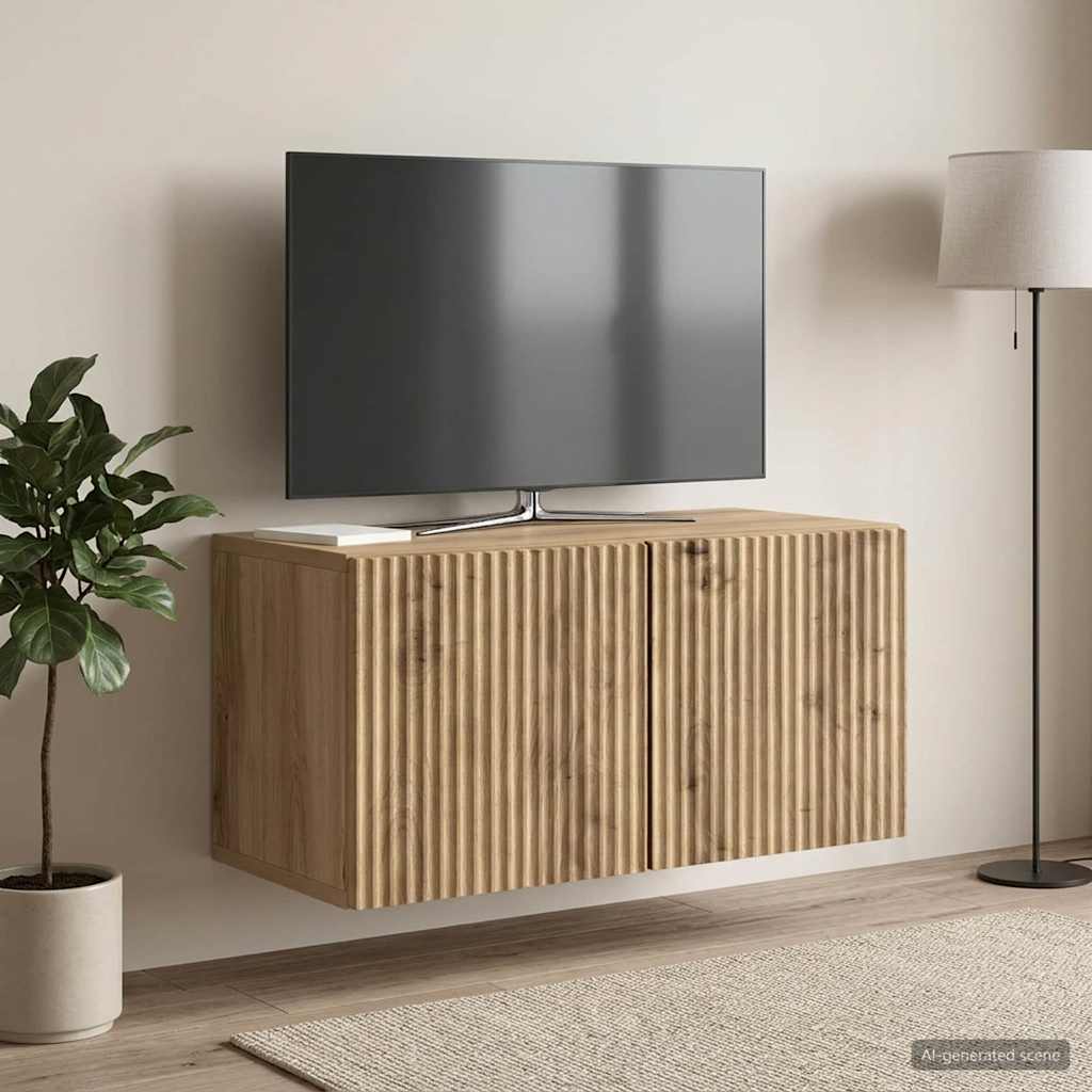 vidaXL Szafka RTV montowana na ścianie 59,5 x 31 x 30 cm Dąb artisan