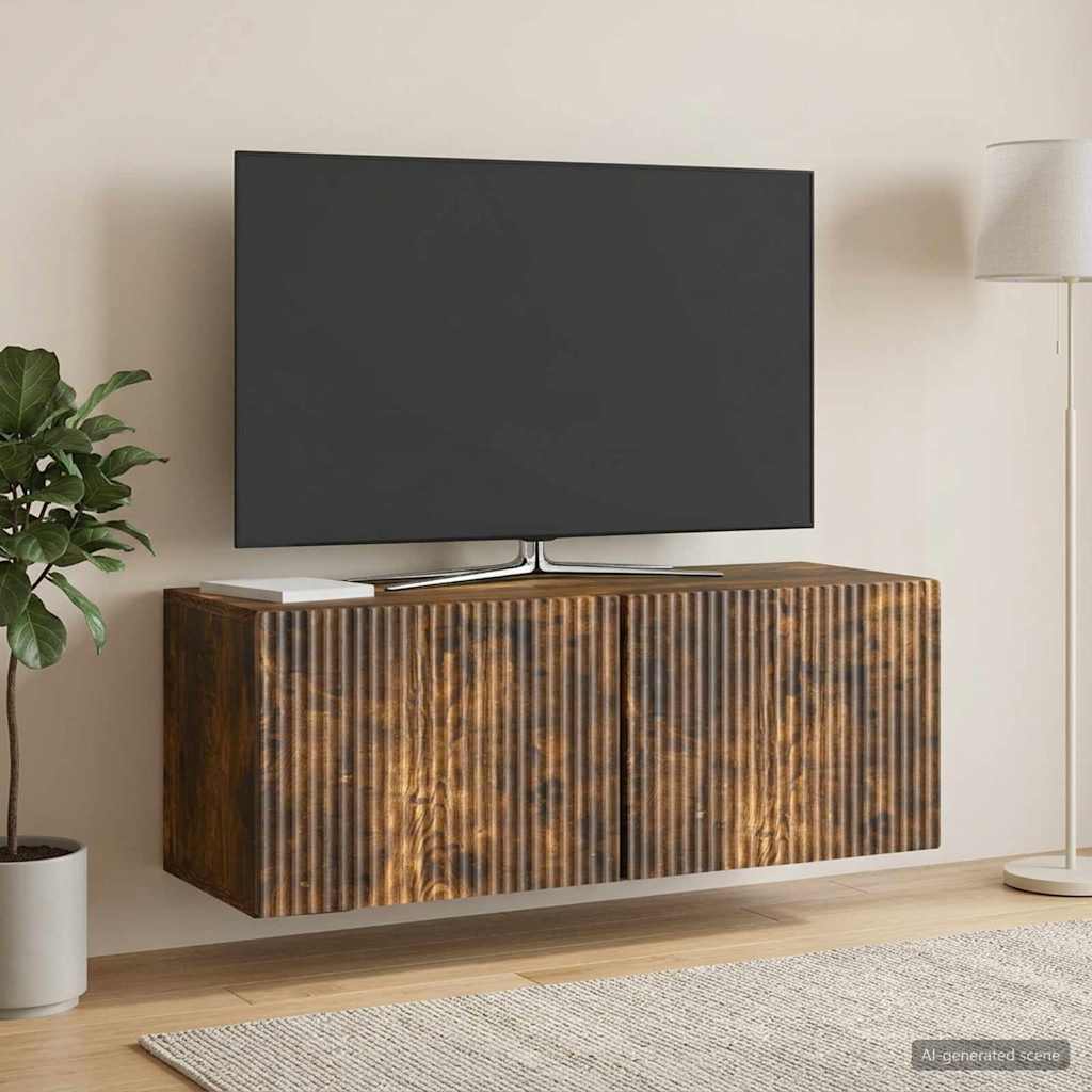 vidaXL Szafka RTV montowana na ścianie 78,5 x 31 x 30 cm Dąb wędzony