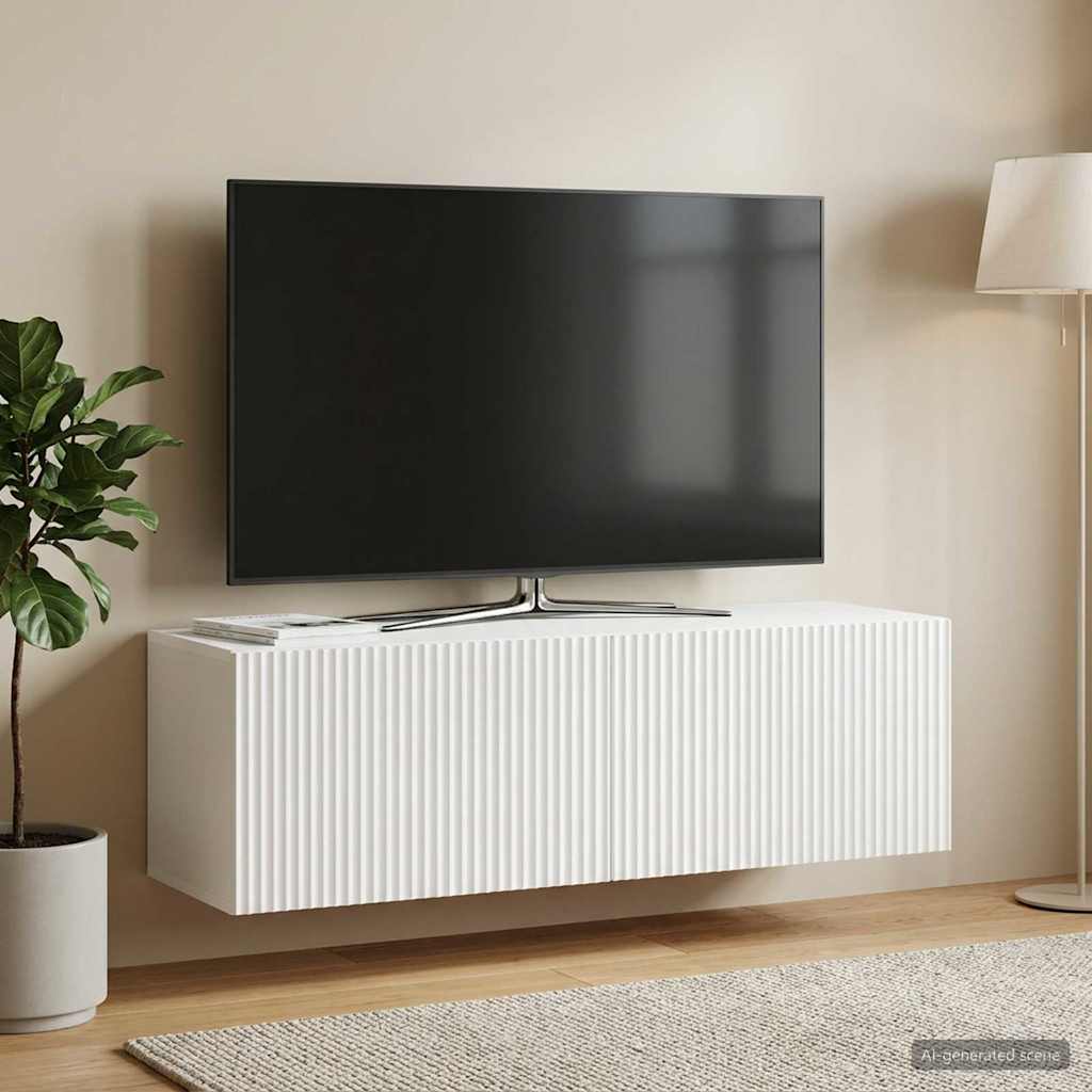 vidaXL Szafka RTV montowana na ścianie Biały 98 x 31 x 30 cm