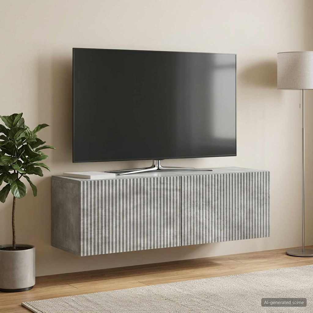 vidaXL Szafka RTV montowana na ścianie 98 x 31 x 30 cm Betonowy szary