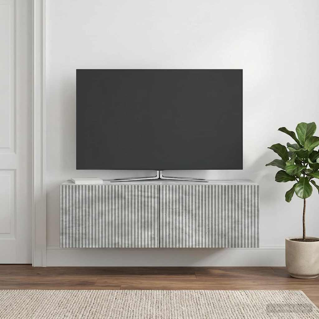 vidaXL Szafka RTV montowana na ścianie 98 x 31 x 30 cm Betonowy szary