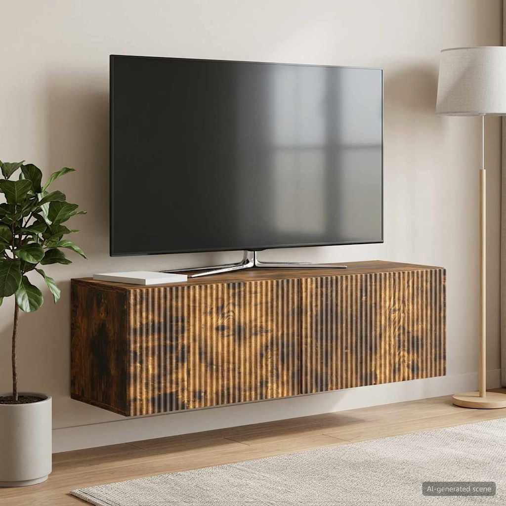 vidaXL Szafka RTV montowana na ścianie 98 x 31 x 30 cm Dąb wędzony