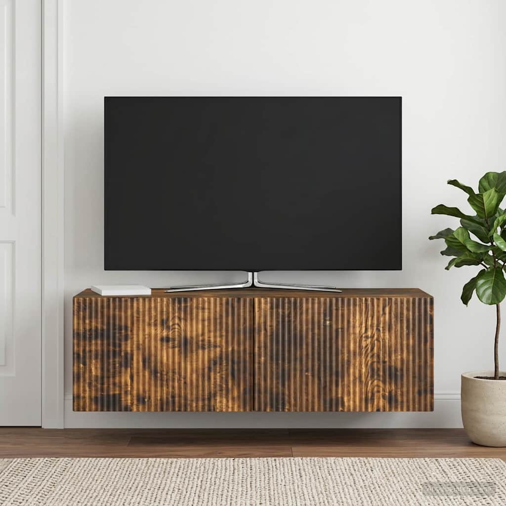 vidaXL Szafka RTV montowana na ścianie 98 x 31 x 30 cm Dąb wędzony