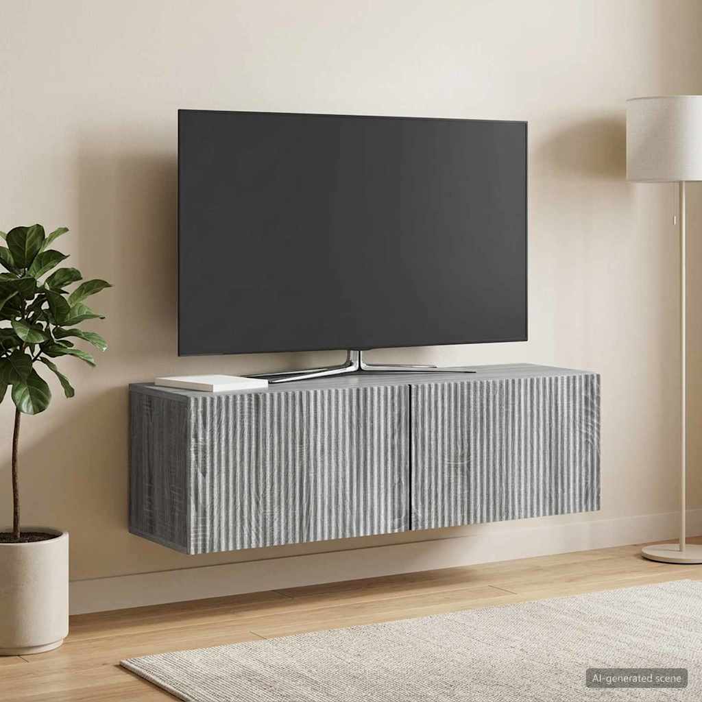 vidaXL Szafka RTV montowana na ścianie 98 x 31 x 30 cm Szary Sonoma