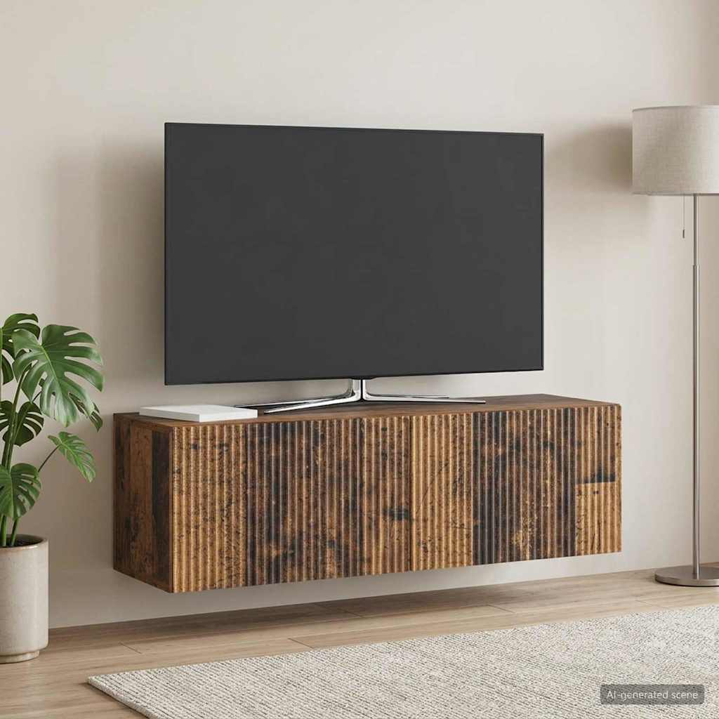 vidaXL Szafka RTV montowana na ścianie 98 x 31 x 30 cm Stare drewno