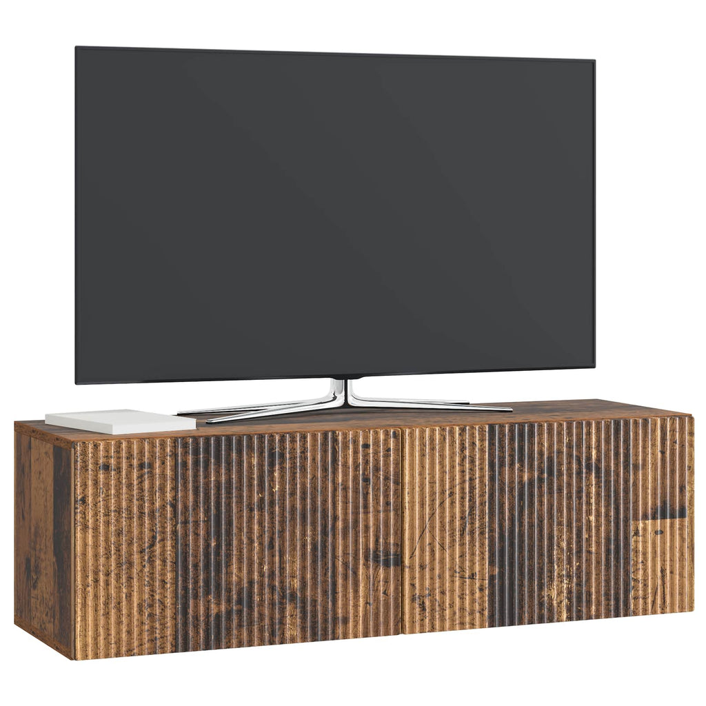 vidaXL Szafka RTV montowana na ścianie Stare drewno 98 x 31 x 30 cm