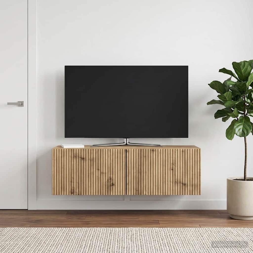 vidaXL Szafka RTV montowana na ścianie 98 x 31 x 30 cm Dąb artisan