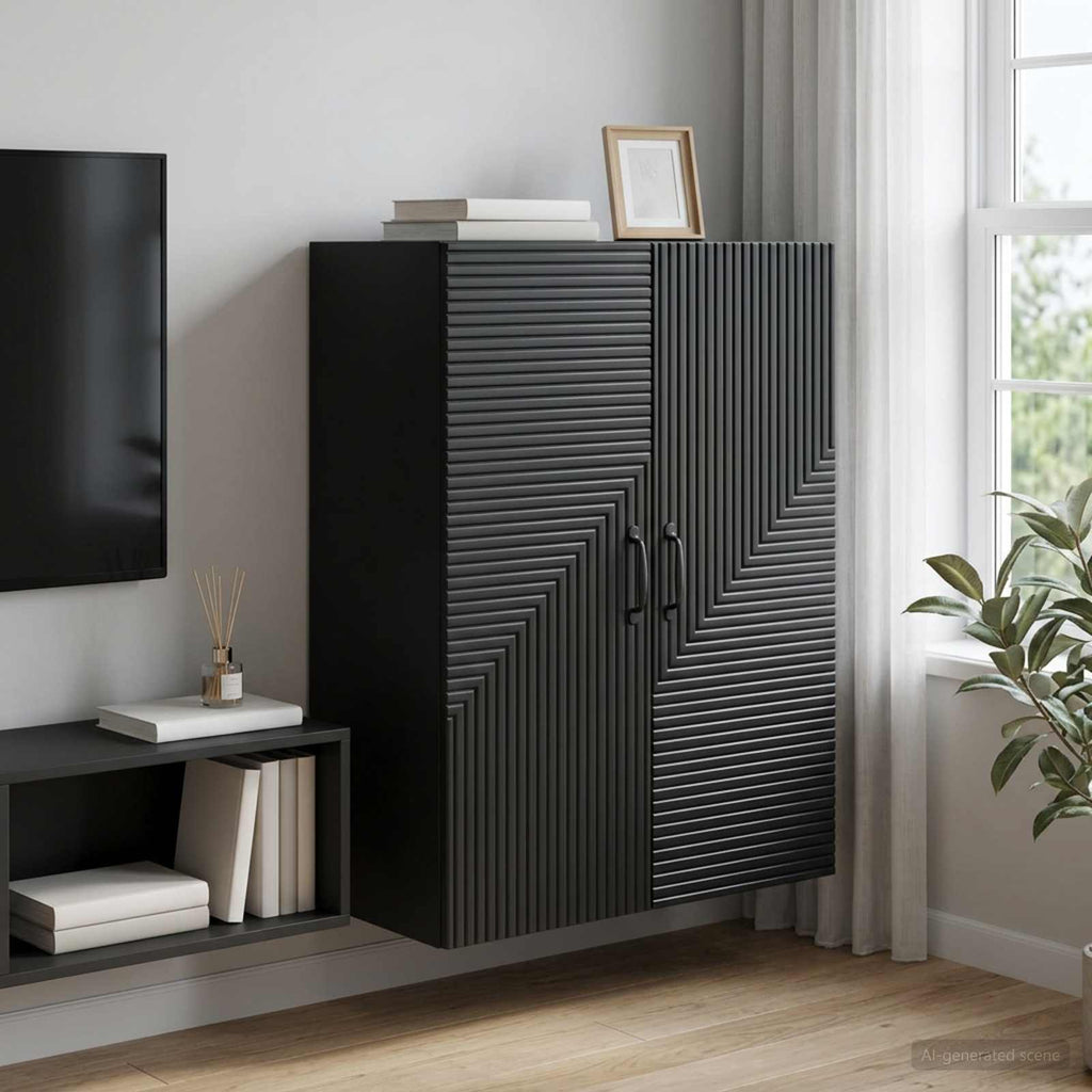 vidaXL Szafka ścienna Czarny 66 x 34,5 x 90 cm Drewno inżynieryjne