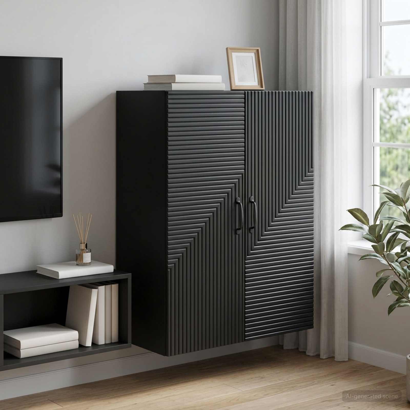 vidaXL Szafka ścienna Czarny 66 x 34,5 x 90 cm Drewno inżynieryjne
