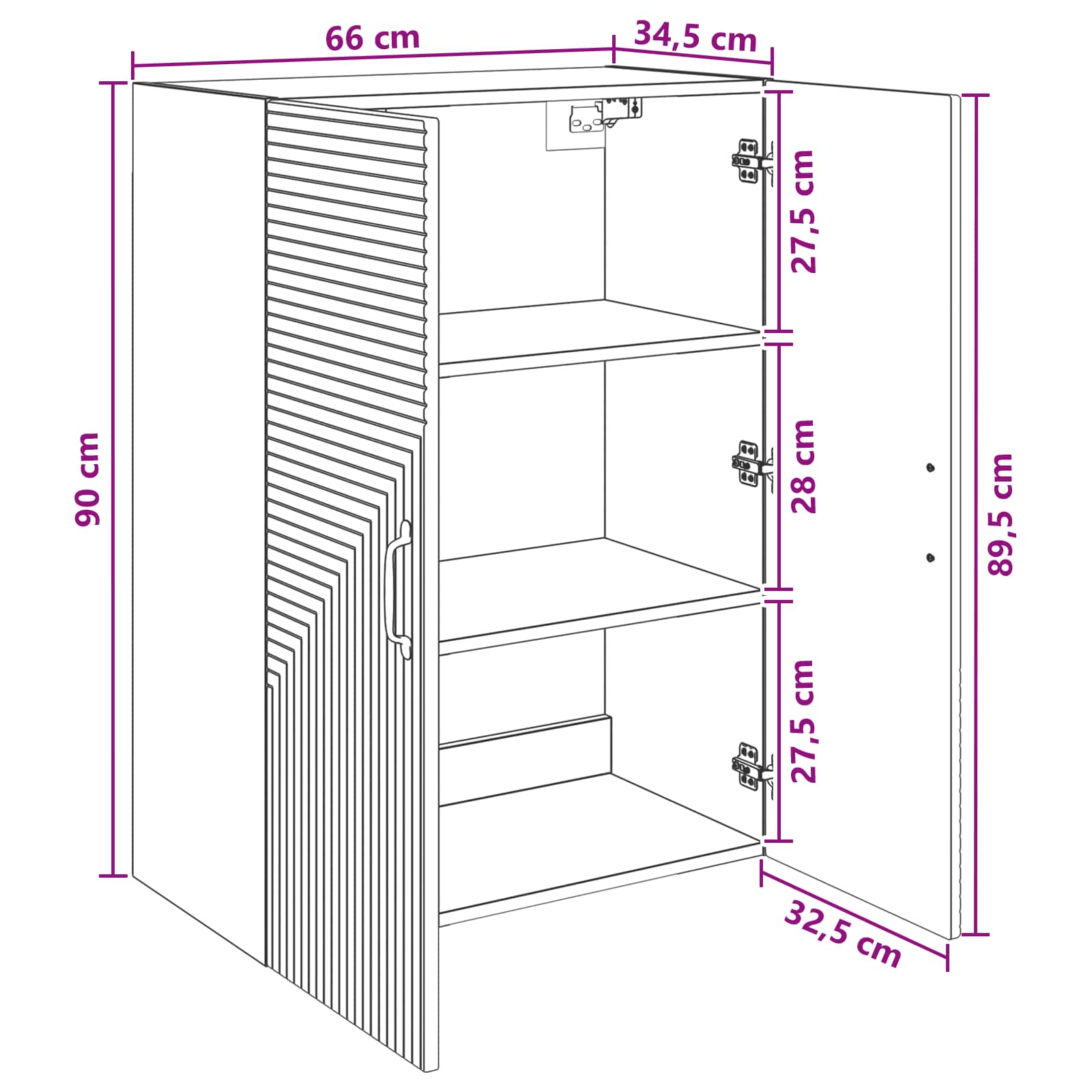 vidaXL Szafka ścienna Czarny 66 x 34,5 x 90 cm Drewno inżynieryjne