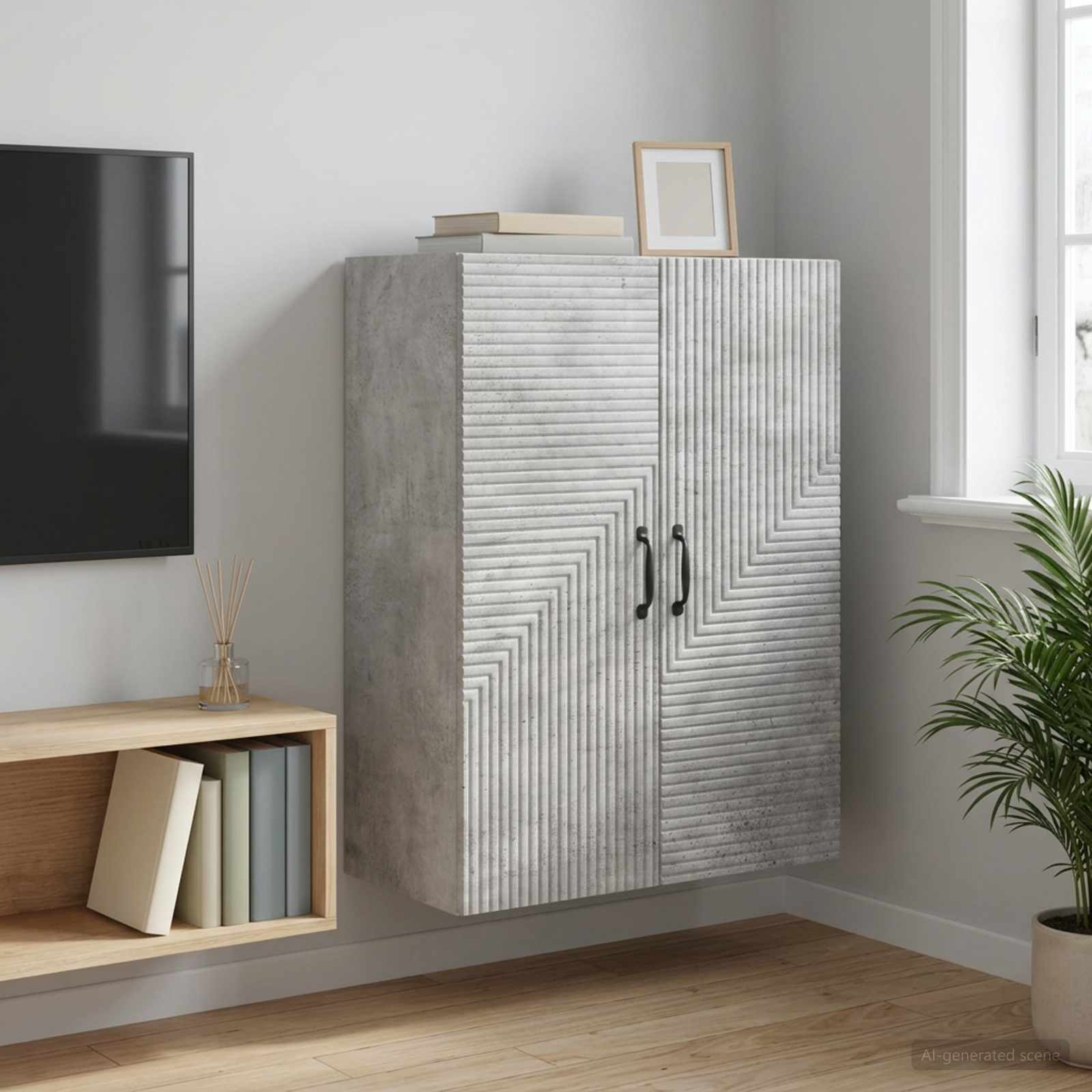 vidaXL Szafka ścienna Betonowy szary 66 x 34,5 x 90 cm