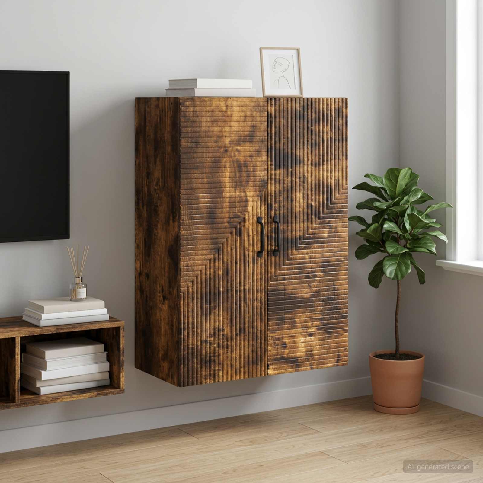 vidaXL Szafka ścienna Dąb wędzony 66 x 34,5 x 90 cm