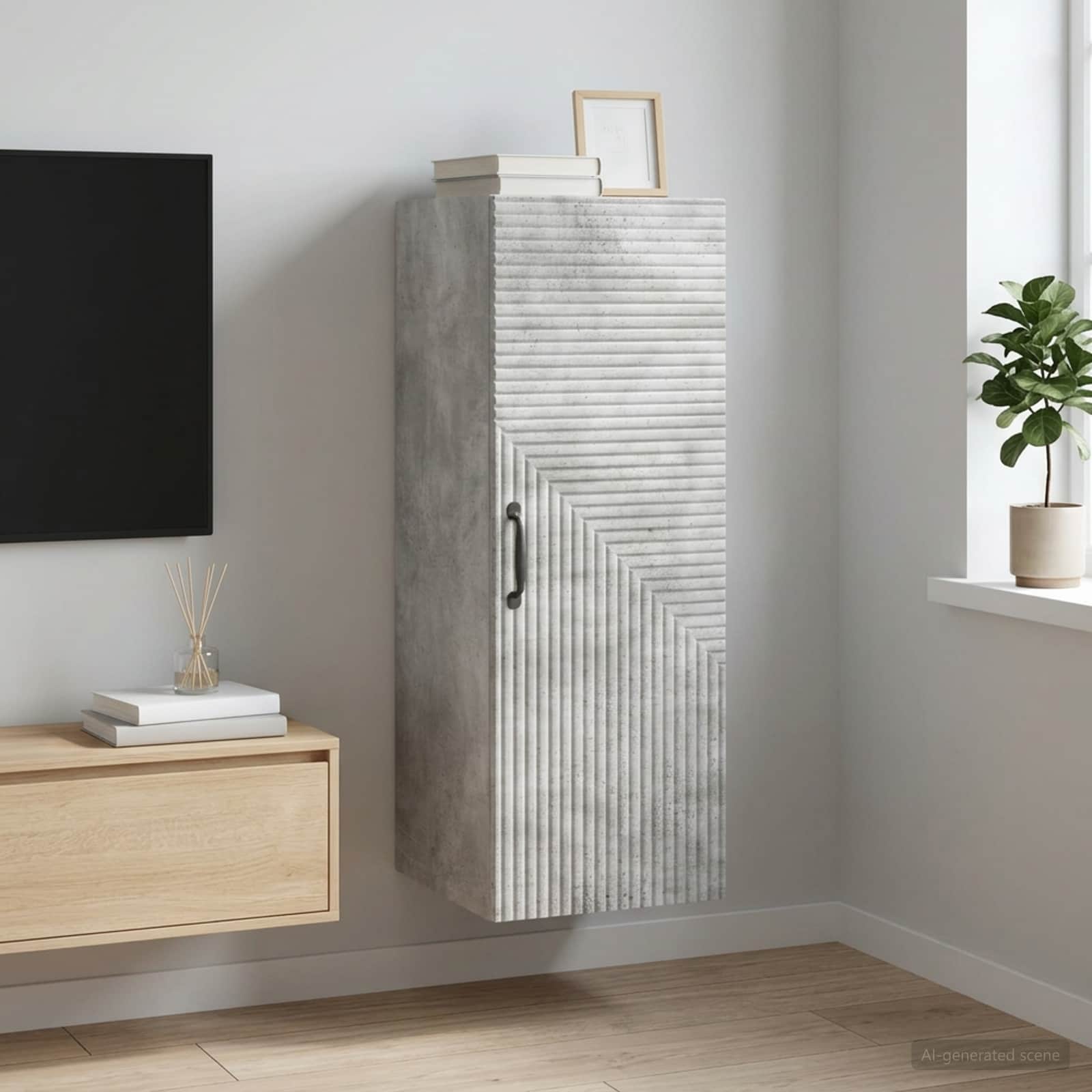 vidaXL Szafka ścienna Betonowy szary 33 x 34,5 x 90 cm