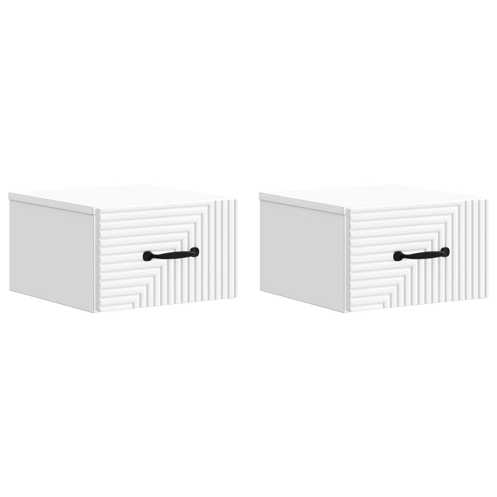 vidaXL Wisząca Szafka Nocna z szufladą 2 pcs Biały 34,5 x 33 x 20 cm