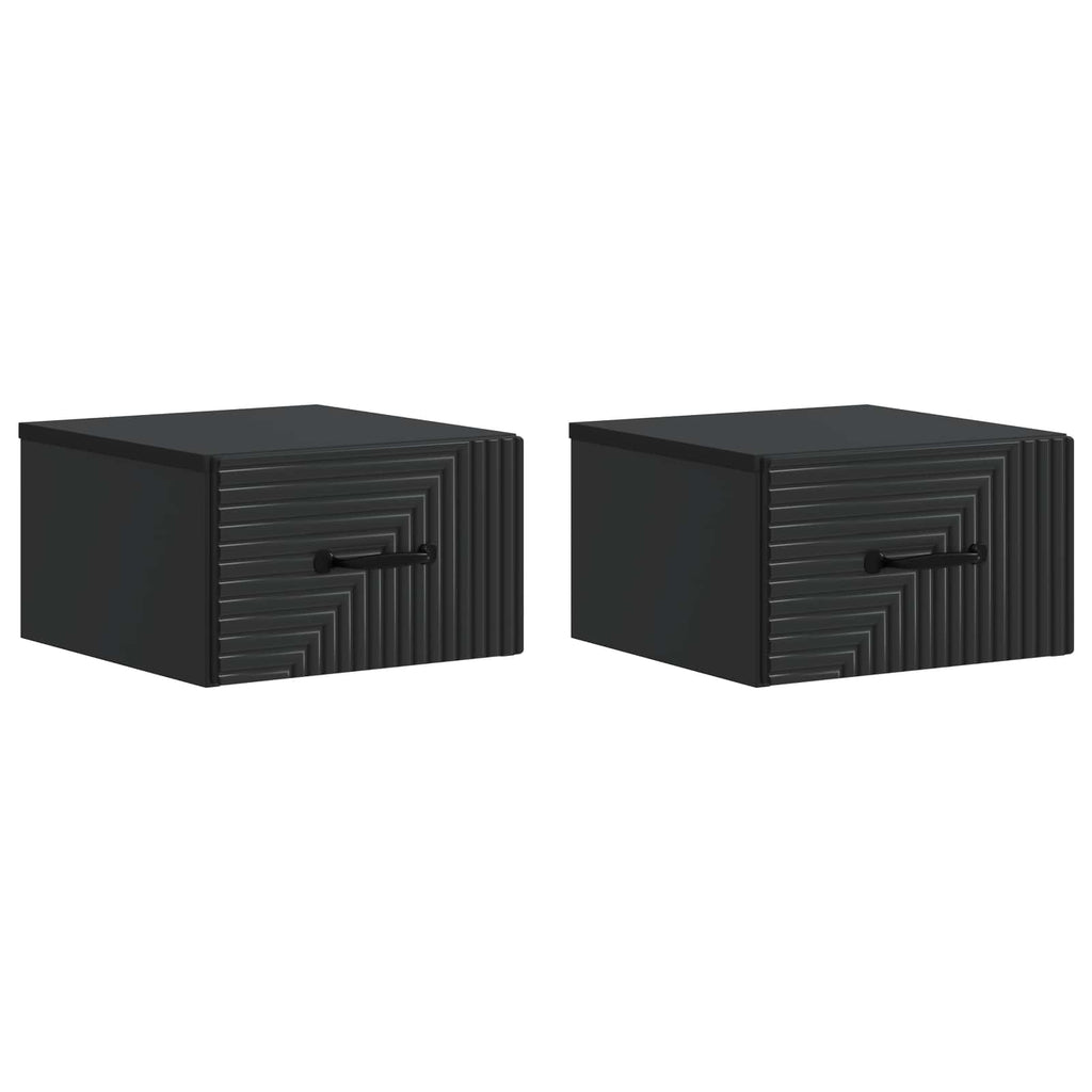 vidaXL Wisząca Szafka Nocna z szufladą 2 pcs Czarny 34,5 x 33 x 20 cm
