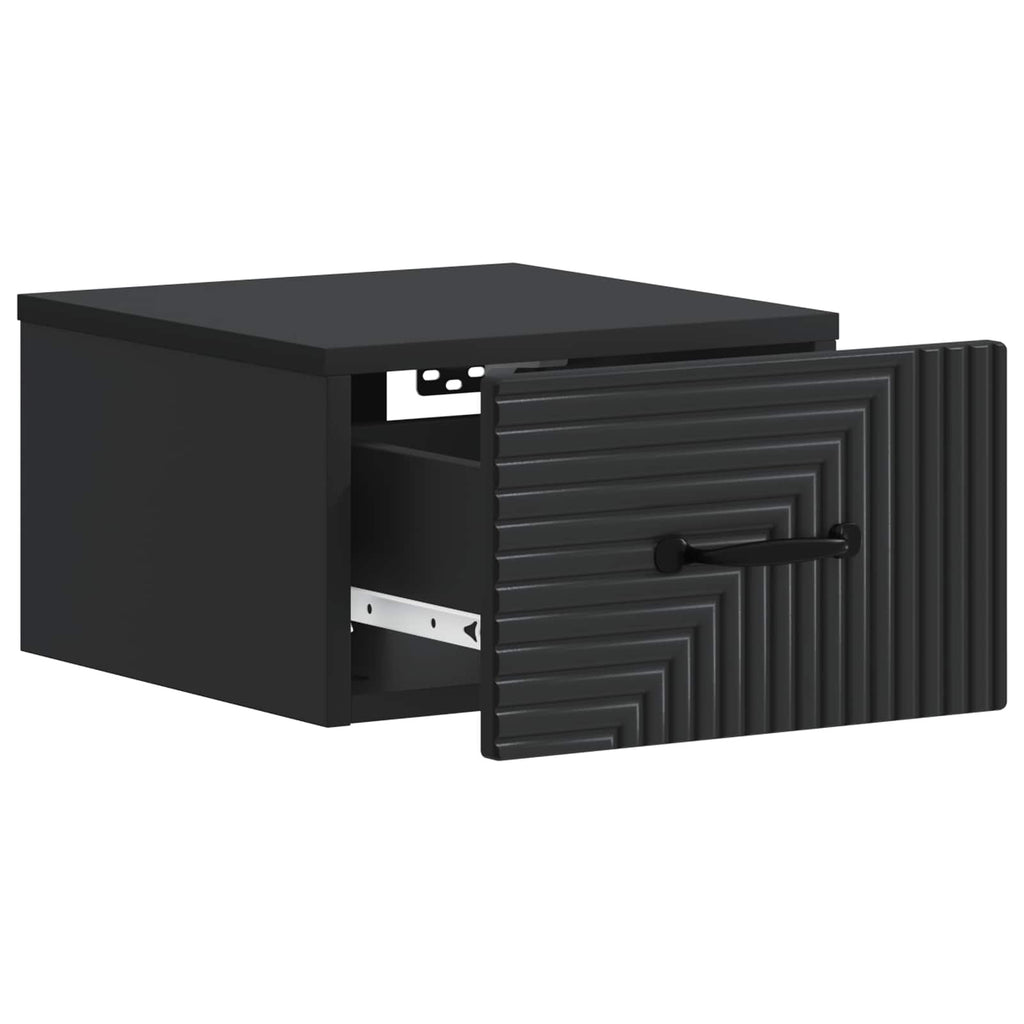 vidaXL Wisząca Szafka Nocna z szufladą 2 pcs Czarny 34,5 x 33 x 20 cm