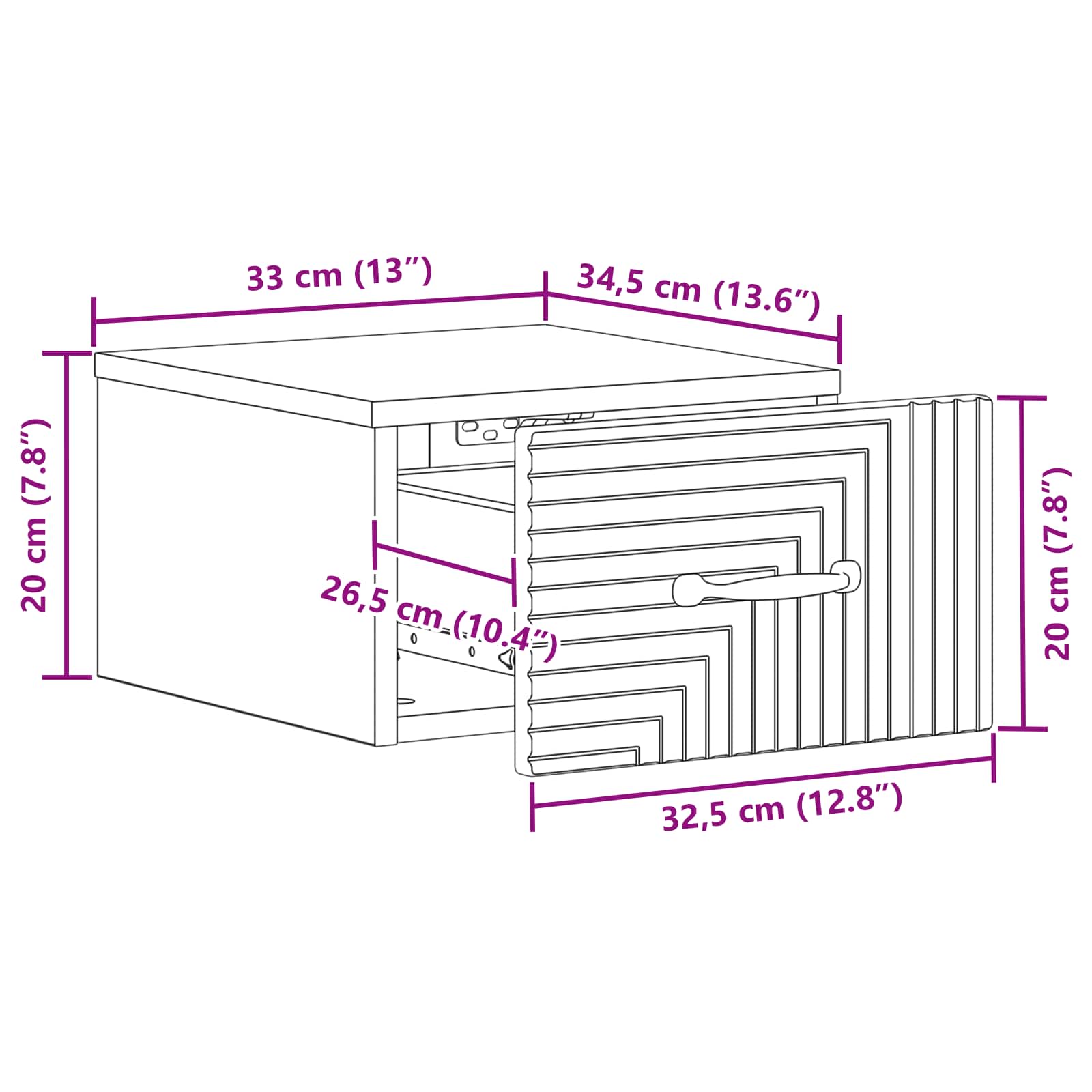vidaXL Wisząca Szafka Nocna Betonowy szary 34,5 x 33 x 20 cm