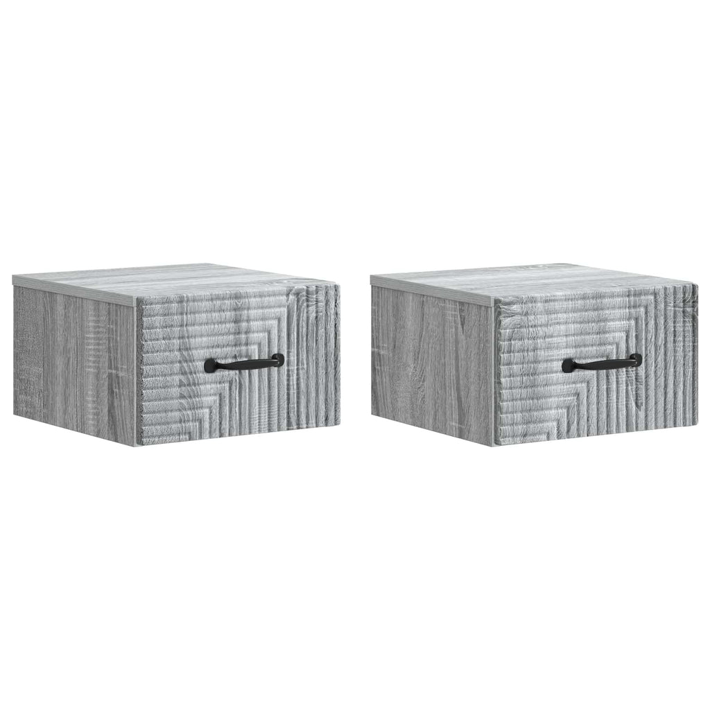 vidaXL Wisząca Szafka Nocna 2 pcs Szary Sonoma 34,5 x 33 x 20 cm