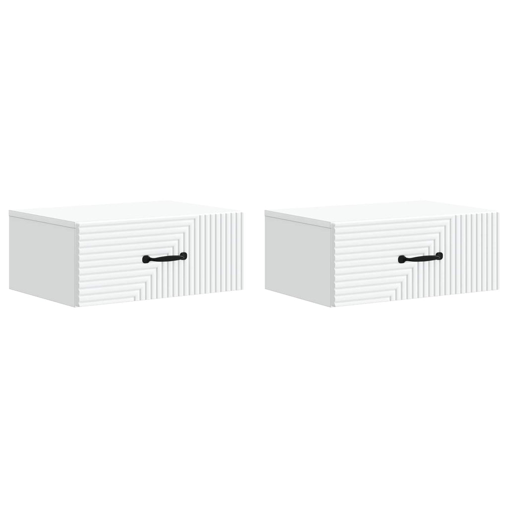 vidaXL Wisząca Szafka Nocna z szufladą 2 pcs Biały 49 x 34,5 x 20 cm