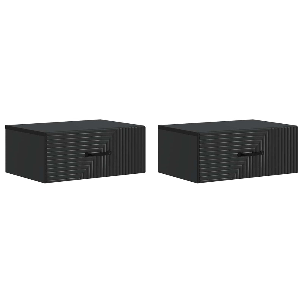 vidaXL Wisząca Szafka Nocna z szufladą 2 pcs Czarny 49 x 34,5 x 20 cm