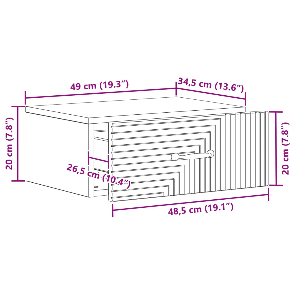 vidaXL Wisząca Szafka Nocna z szufladą 2 pcs Czarny 49 x 34,5 x 20 cm