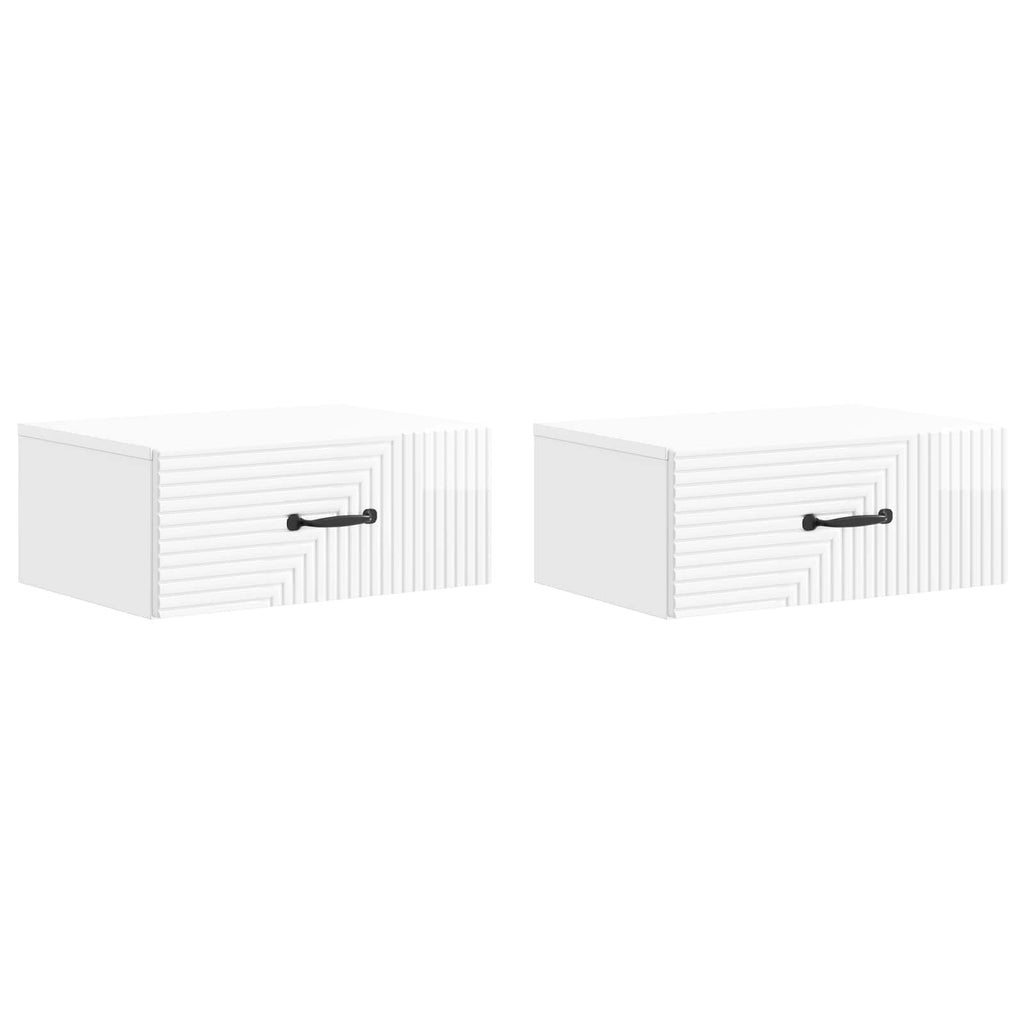 vidaXL Wisząca Szafka Nocna z szufladą 2 pcs Biały wysoki połysk