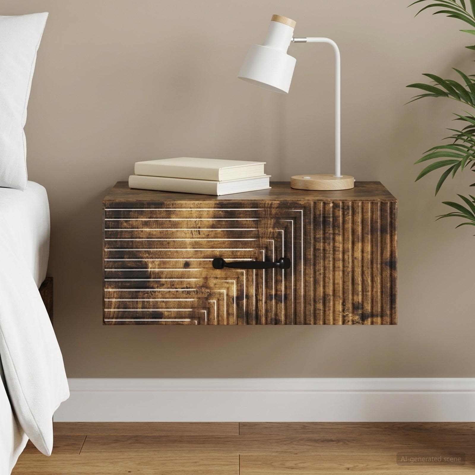 vidaXL Wisząca Szafka Nocna z szufladą Dąb wędzony 49 x 34,5 x 20 cm