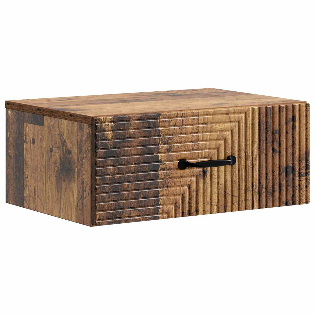 vidaXL Wisząca Szafka Nocna z szufladą Stare drewno 49 x 34,5 x 20 cm