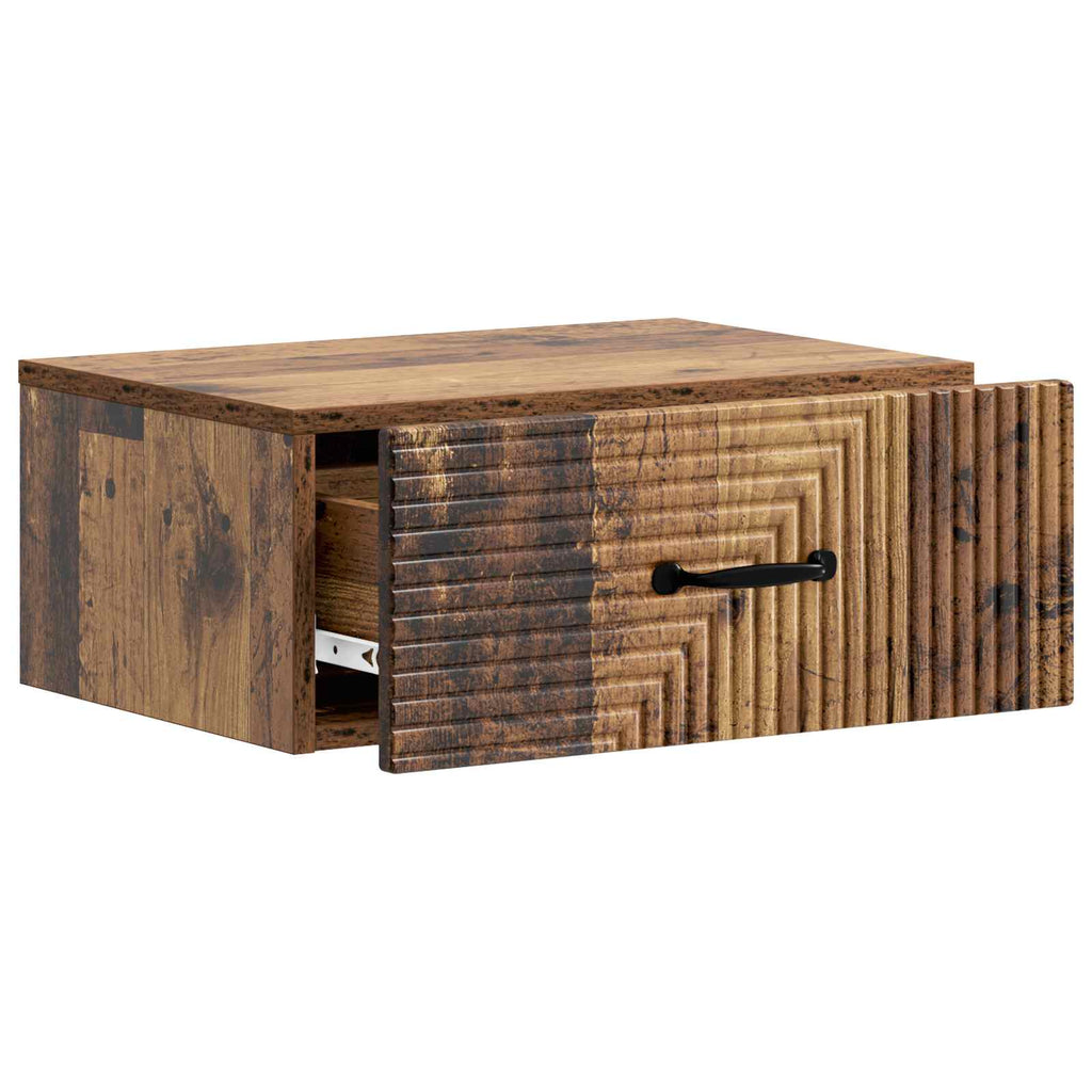 vidaXL Wisząca Szafka Nocna z szufladą Stare drewno 49 x 34,5 x 20 cm