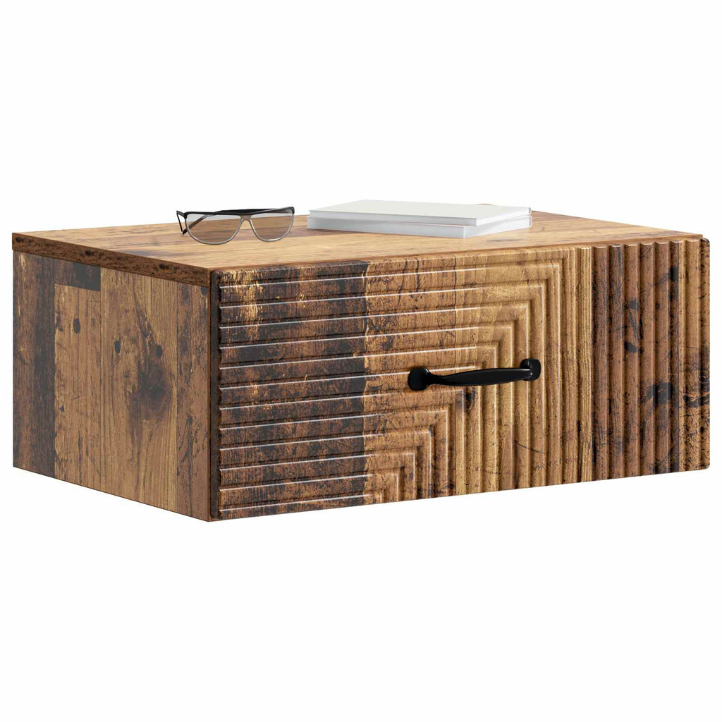 vidaXL Wisząca Szafka Nocna z szufladą Stare drewno 49 x 34,5 x 20 cm