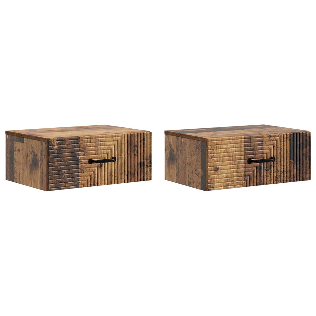 vidaXL Wisząca Szafka Nocna 2 pcs Stare drewno 49 x 34,5 x 20 cm