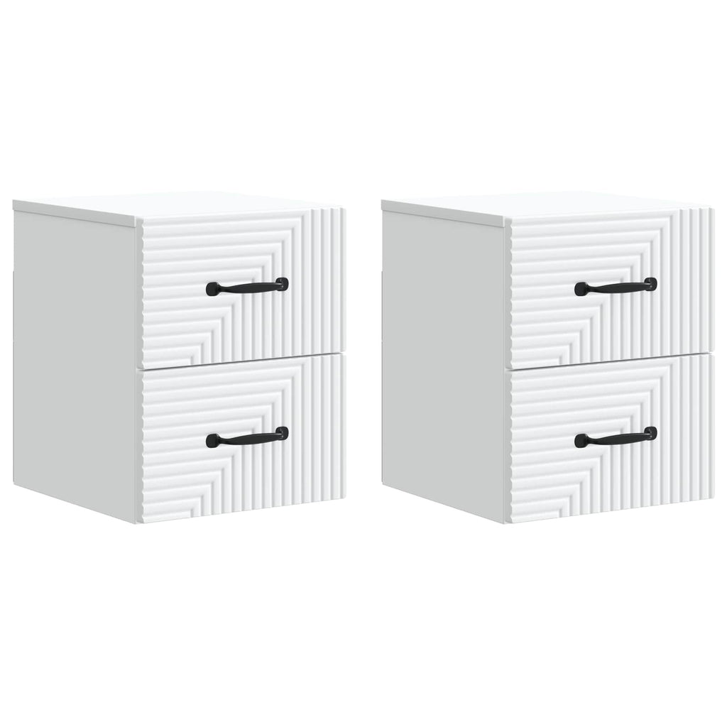 vidaXL Wisząca Szafka Nocna z szufladą 2 pcs Biały 34,5 x 33 x 40 cm