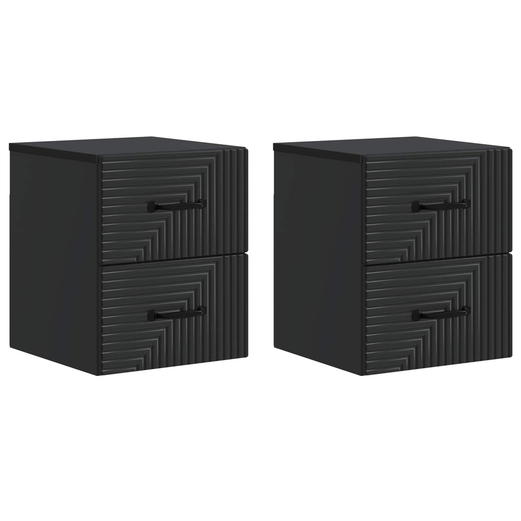 vidaXL Wisząca Szafka Nocna z szufladą 2 pcs Czarny 34,5 x 33 x 40 cm