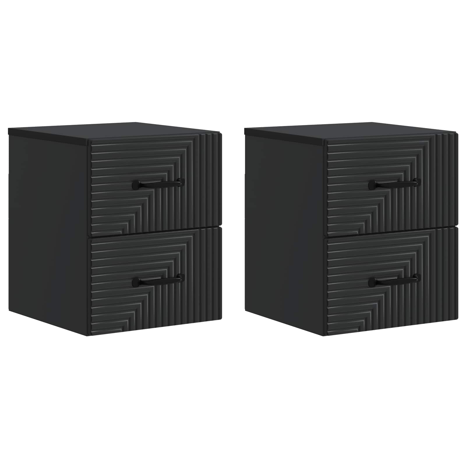 vidaXL Wisząca Szafka Nocna z szufladą 2 pcs Czarny 34,5 x 33 x 40 cm