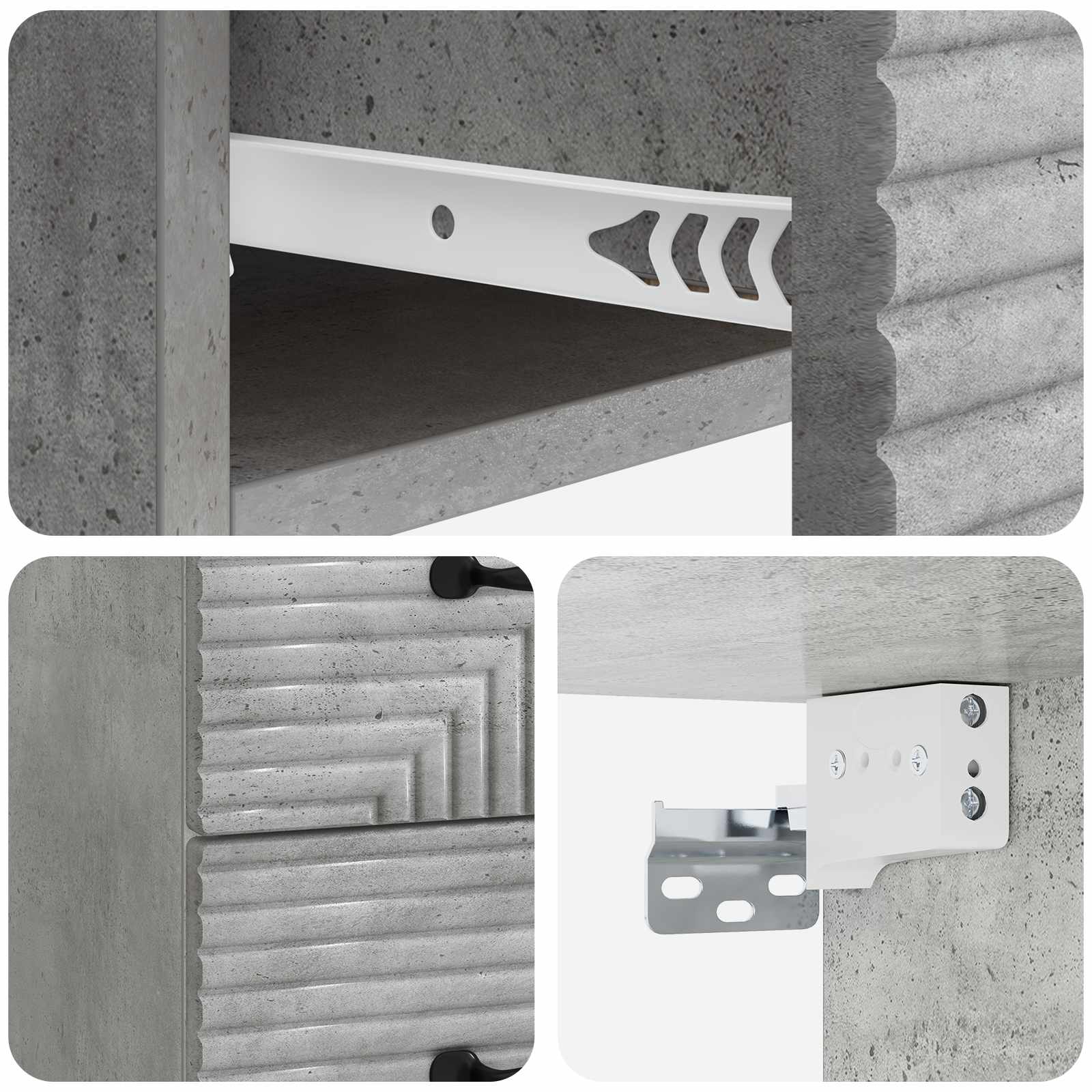 vidaXL Wisząca Szafka Nocna 2 pcs Betonowy szary 34,5 x 33 x 40 cm