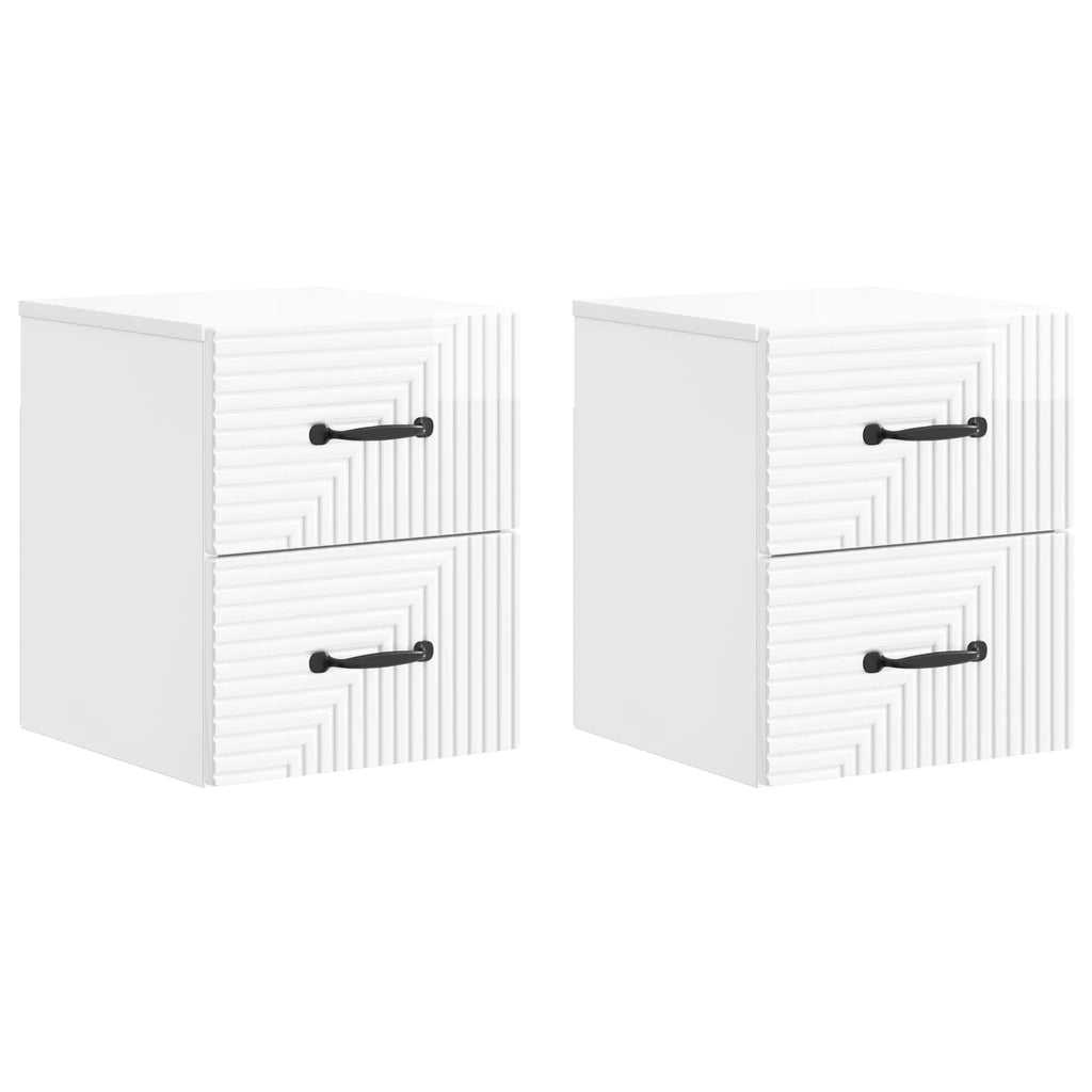 vidaXL Wisząca Szafka Nocna z szufladą 2 pcs Biały wysoki połysk
