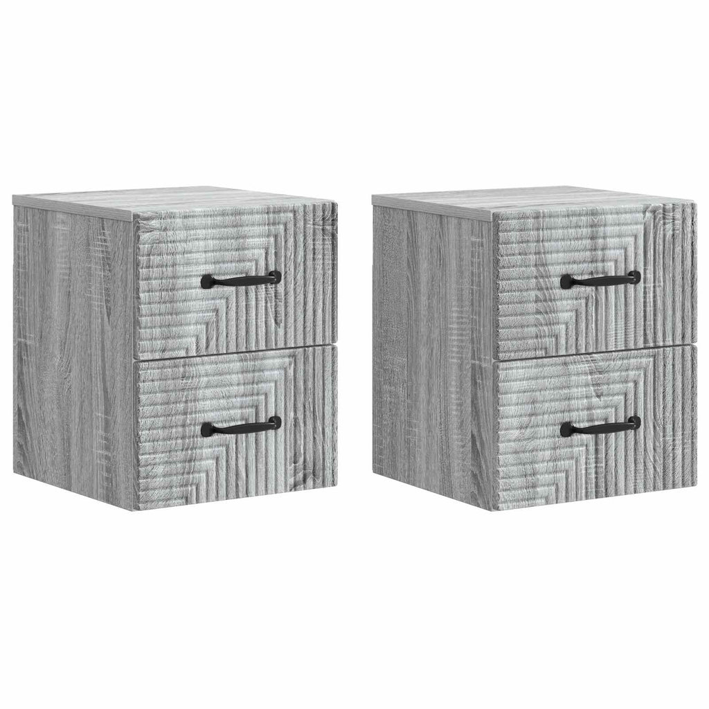 vidaXL Wisząca Szafka Nocna 2 pcs Szary Sonoma 34,5 x 33 x 40 cm