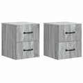 vidaXL Wisząca Szafka Nocna 2 pcs Szary Sonoma 34,5 x 33 x 40 cm