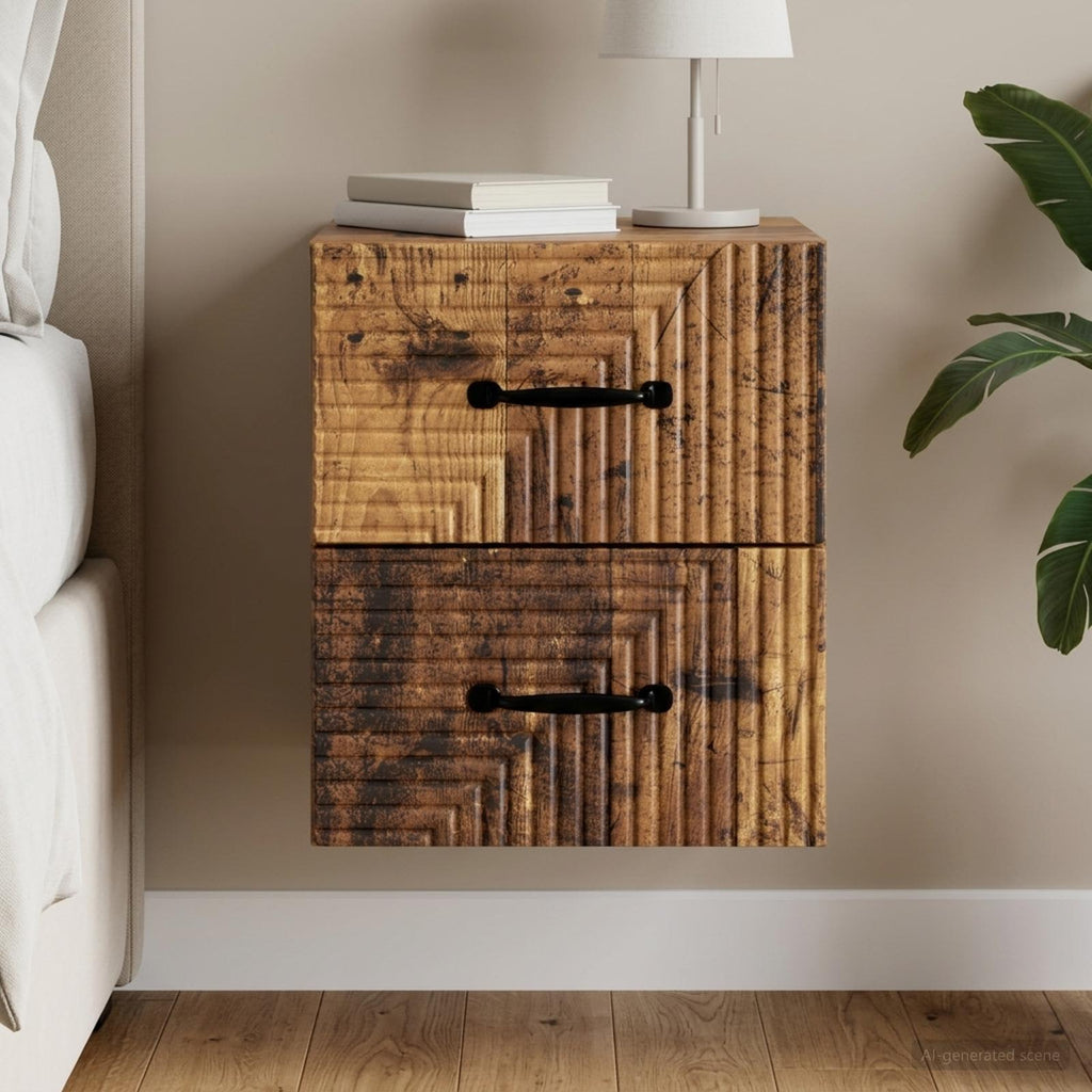 vidaXL Wisząca Szafka Nocna z szufladą Stare drewno 34,5 x 33 x 40 cm