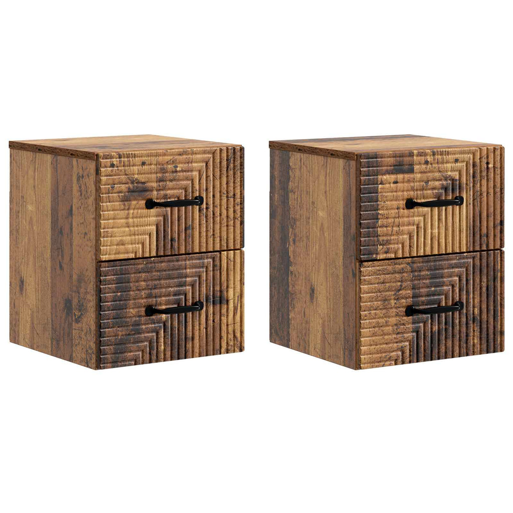 vidaXL Wisząca Szafka Nocna 2 pcs Stare drewno 34,5 x 33 x 40 cm