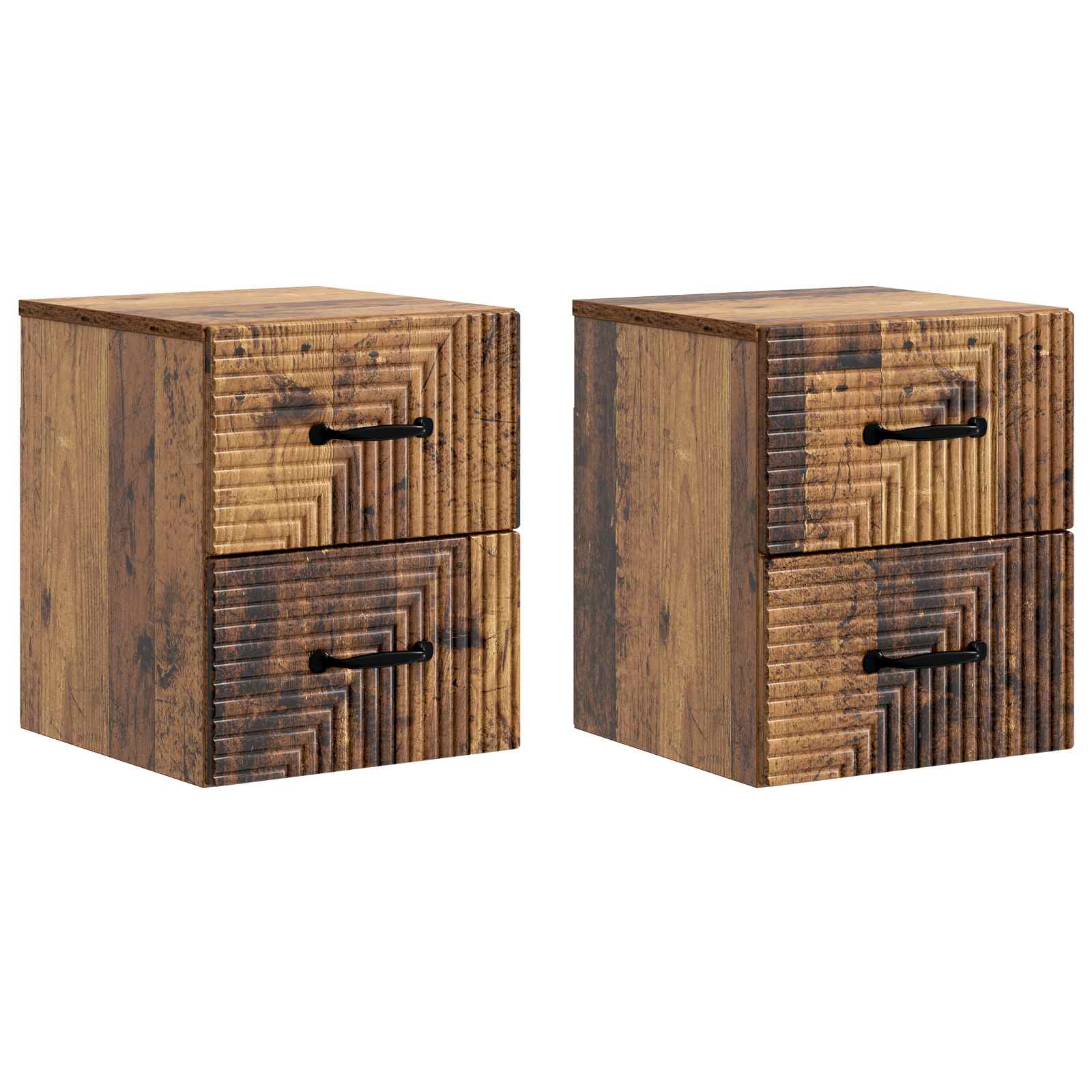 vidaXL Wisząca Szafka Nocna 2 pcs Stare drewno 34,5 x 33 x 40 cm