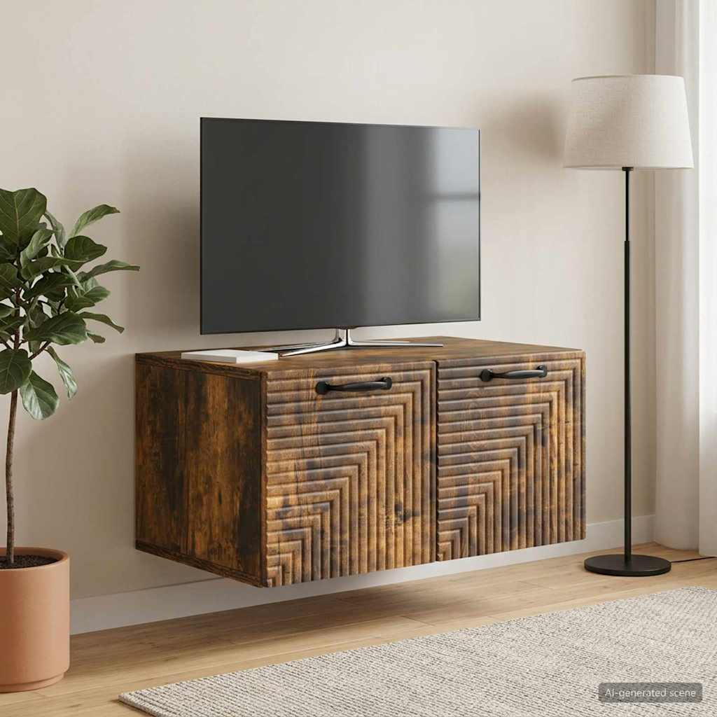 vidaXL Szafka RTV montowana na ścianie Dąb wędzony 59,5 x 41 x 30 cm