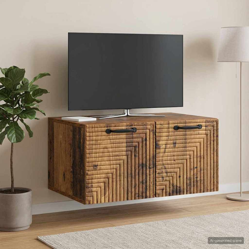 vidaXL Szafka RTV montowana na ścianie Stare drewno 59,5 x 41 x 30 cm