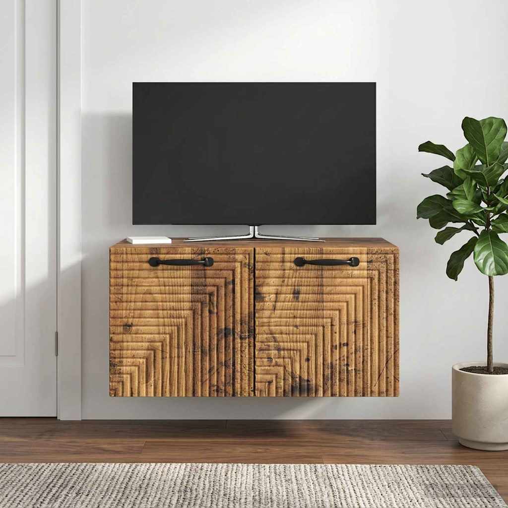 vidaXL Szafka RTV montowana na ścianie Stare drewno 59,5 x 41 x 30 cm