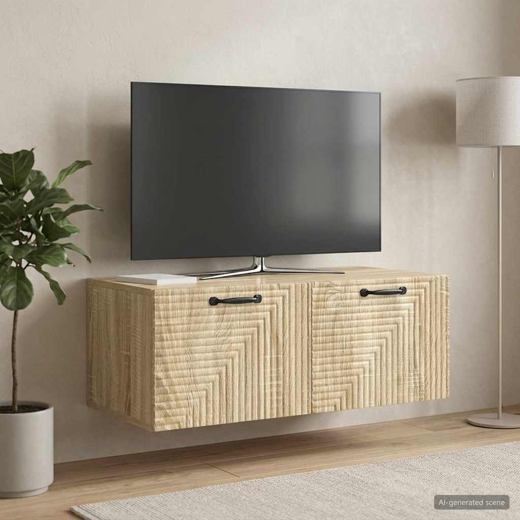vidaXL Szafka RTV montowana na ścianie dąb Sonoma 78,5 x 41 x 30 cm